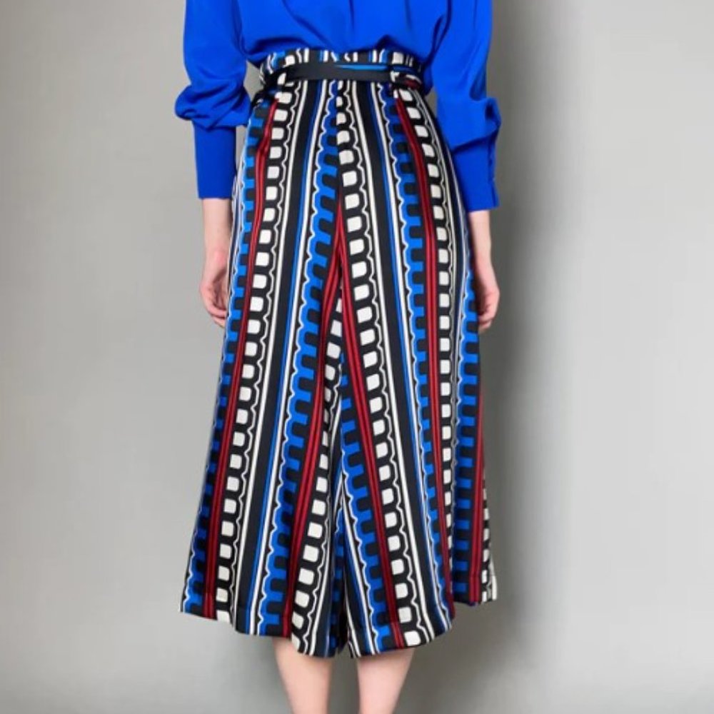 Max Mara - MARELLA ABSTRACT PATTERN WIDE LEG CROPPED Gorgeous PANTS-Size 8-BNWT - Picture 7 of 17